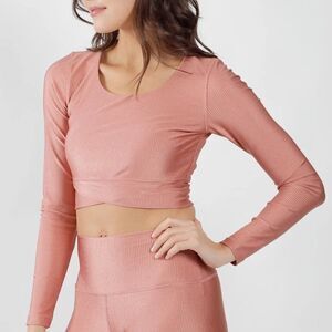 90 Degree by Reflex: Rib Twist Cropped Long Sleeve Workout Top - size XS